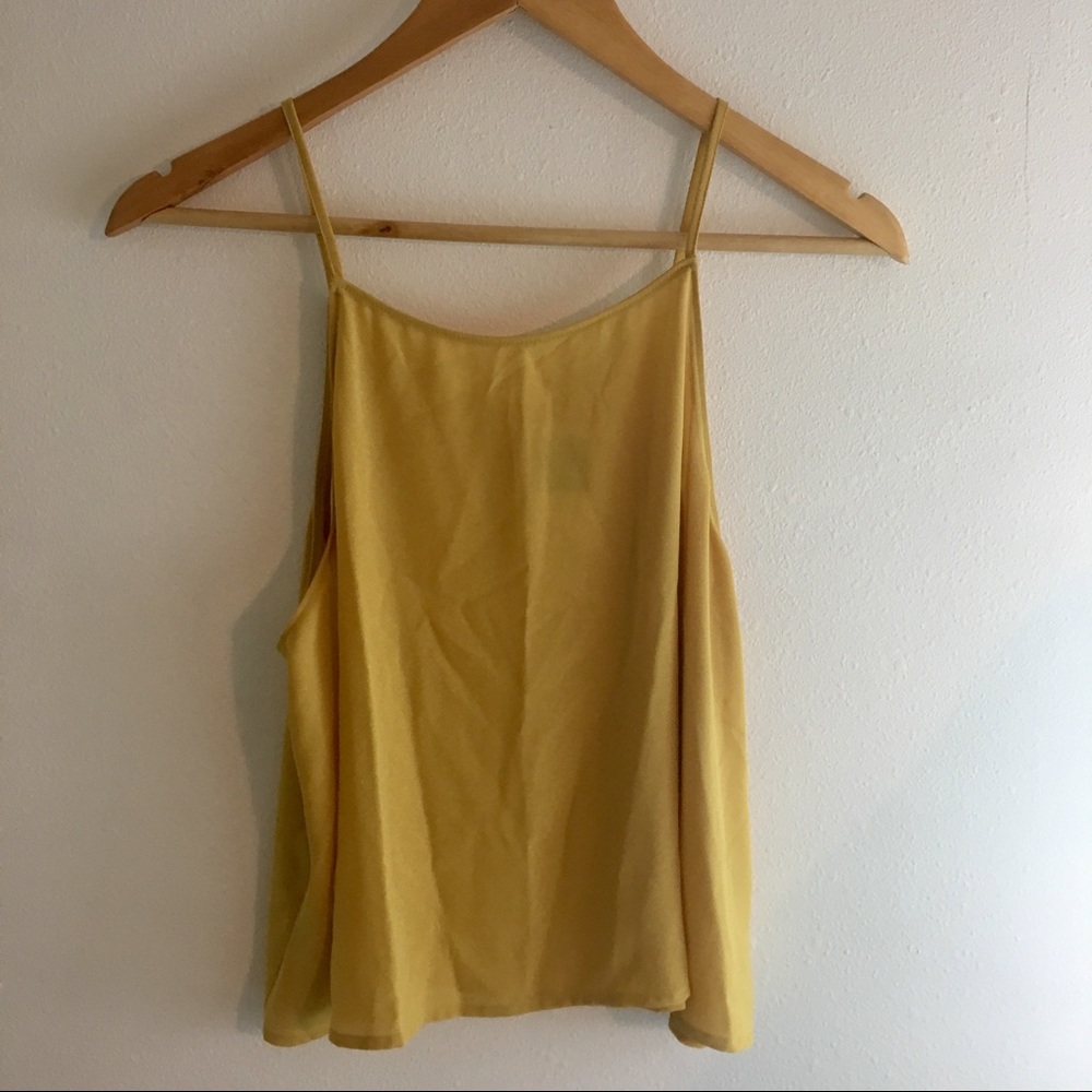 Mustard Flowy Halter Tank